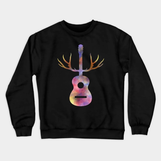 Hunter's Guitar with Antlers Crewneck Sweatshirt by cottoncanvas